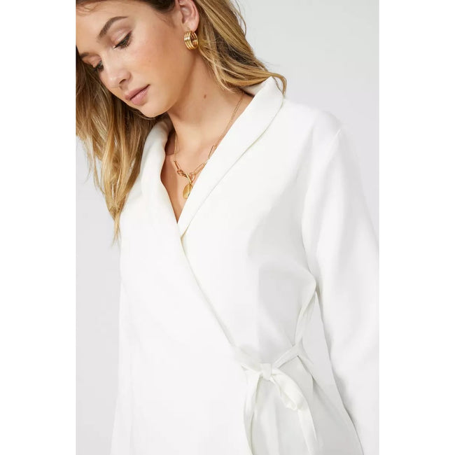 Ecru - Side - Principles Womens-Ladies Tie Wrap Blazer