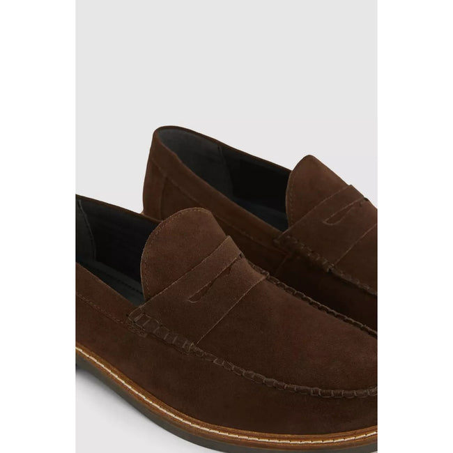 Brown - Back - Maine Mens Wells Suede Loafers