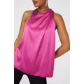 Magenta - Side - Principles Womens-Ladies Sequin Satin Trim Top
