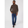 Chocolate - Lifestyle - Maine Mens Cable Cotton Crew Neck Sweatshirt