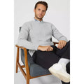 Light Grey - Pack Shot - Maine Mens Cable Cotton Crew Neck Sweatshirt
