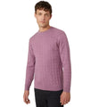 Light Pink - Front - Maine Mens Cable Cotton Crew Neck Sweatshirt