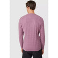 Light Pink - Back - Maine Mens Cable Cotton Crew Neck Sweatshirt