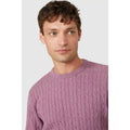 Light Pink - Side - Maine Mens Cable Cotton Crew Neck Sweatshirt