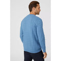 Mid Blue - Back - Maine Mens Cable Cotton Crew Neck Sweatshirt