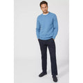 Mid Blue - Pack Shot - Maine Mens Cable Cotton Crew Neck Sweatshirt