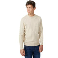 Stone - Front - Maine Mens Cable Cotton Crew Neck Sweatshirt