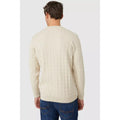 Stone - Back - Maine Mens Cable Cotton Crew Neck Sweatshirt