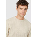 Stone - Side - Maine Mens Cable Cotton Crew Neck Sweatshirt