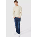 Stone - Pack Shot - Maine Mens Cable Cotton Crew Neck Sweatshirt