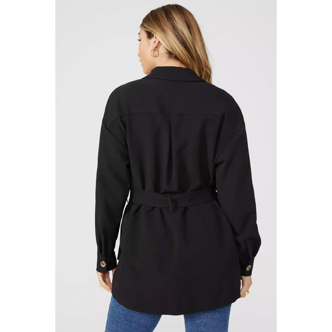 Black - Back - Principles Womens-Ladies Utility Belt Jacket