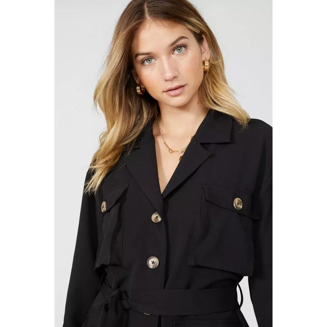 Black - Side - Principles Womens-Ladies Utility Belt Jacket