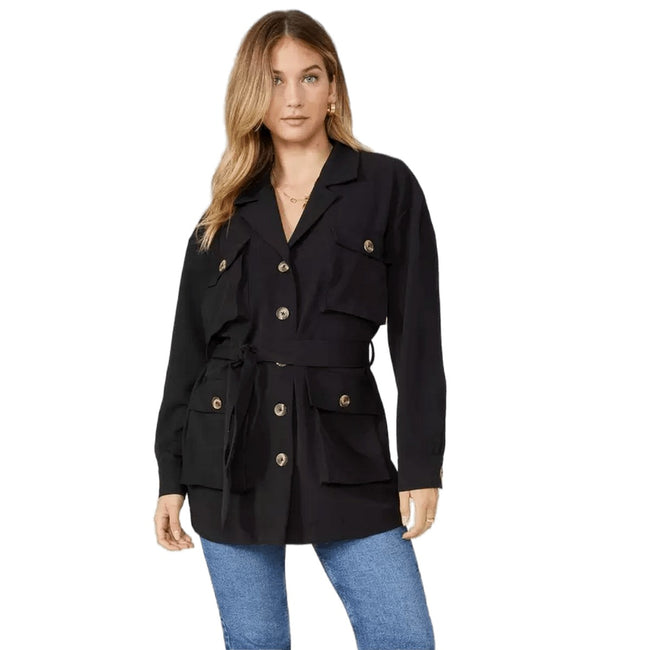 Black - Front - Principles Womens-Ladies Utility Belt Jacket