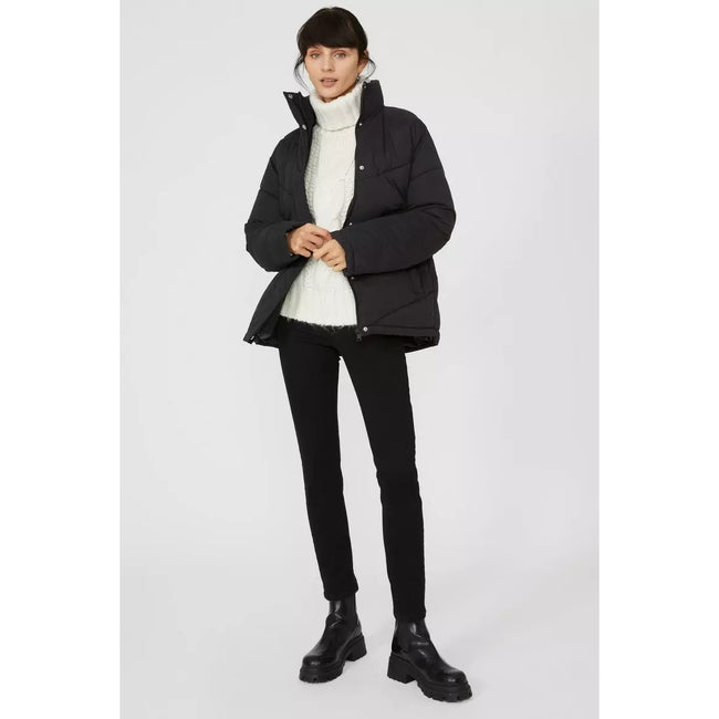Black - Pack Shot - Principles Womens-Ladies Soft Touch Padded Short Coat
