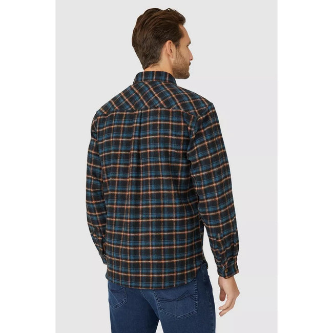 Navy - Back - Mantaray Mens Multi Check Overshirt