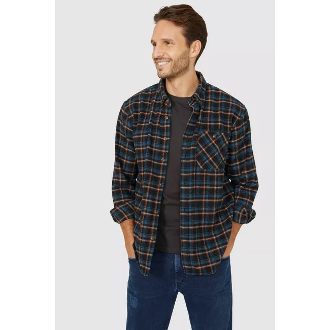 Navy - Lifestyle - Mantaray Mens Multi Check Overshirt