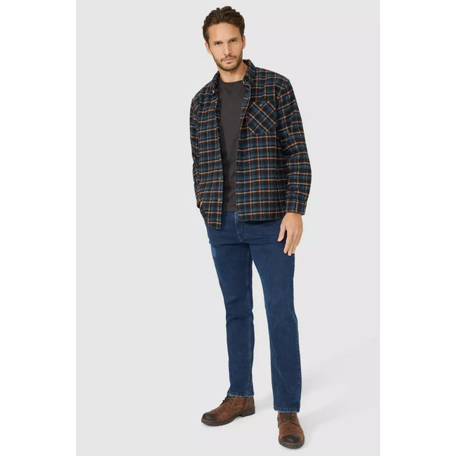 Navy - Pack Shot - Mantaray Mens Multi Check Overshirt