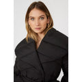 Black - Side - Principles Womens-Ladies Padded Asymmetric Long Coat
