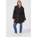 Black - Pack Shot - Principles Womens-Ladies Padded Asymmetric Long Coat