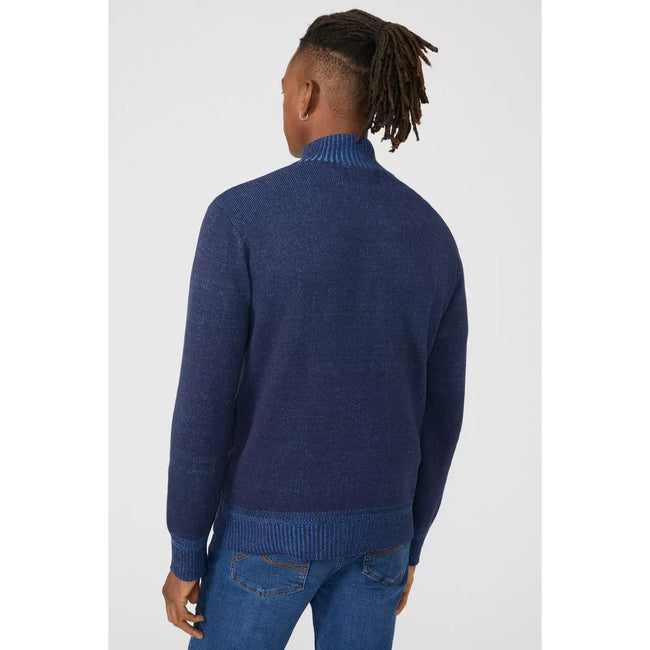 Navy - Back - Mantaray Mens Twist Neck Sweater