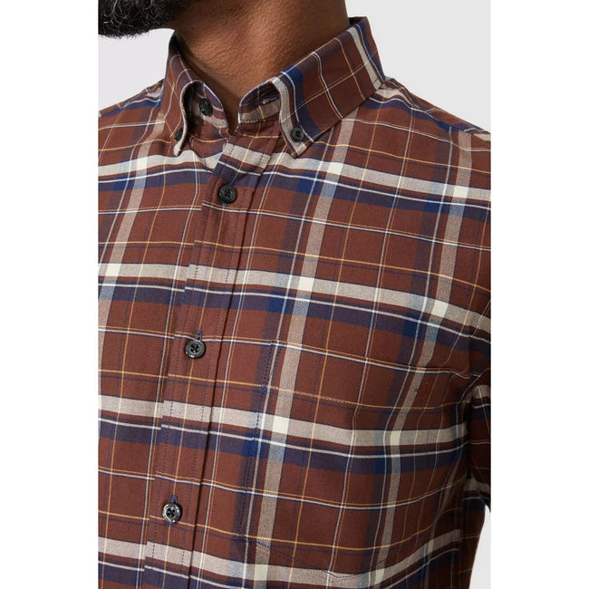 Brown - Side - Maine Mens Double Checked Shirt