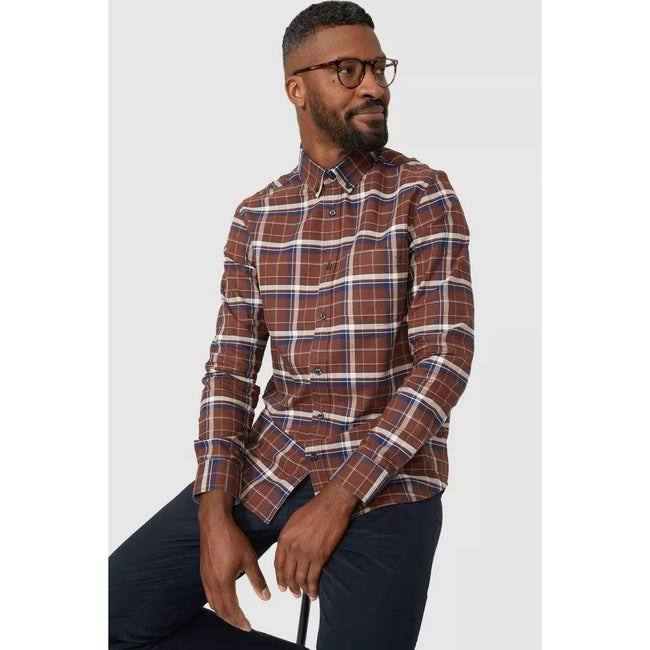 Brown - Pack Shot - Maine Mens Double Checked Shirt
