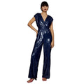 Blue - Front - Principles Womens-Ladies Sequin Wrap Sleeveless Jumpsuit