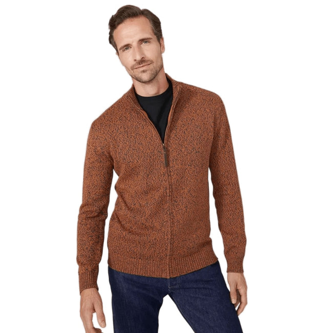 Orange - Front - Mantaray Mens Space Dye Full Zip Fleece Top