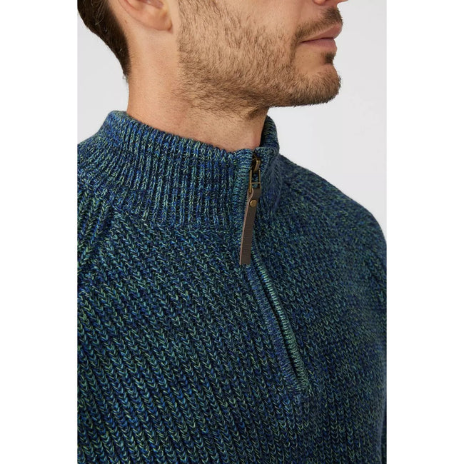 Green - Side - Mantaray Mens Twist Half Zip Sweater
