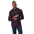 Wine - Front - Mantaray Mens Cross Stitch Button Detail Sweater