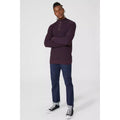 Wine - Pack Shot - Mantaray Mens Cross Stitch Button Detail Sweater