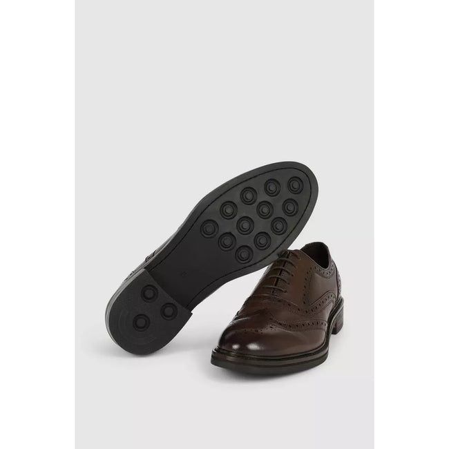 Dark Brown - Back - Debenhams Mens Howard Leather Brogues