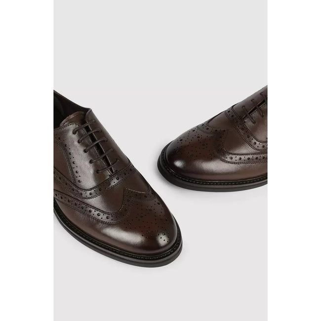 Dark Brown - Side - Debenhams Mens Howard Leather Brogues