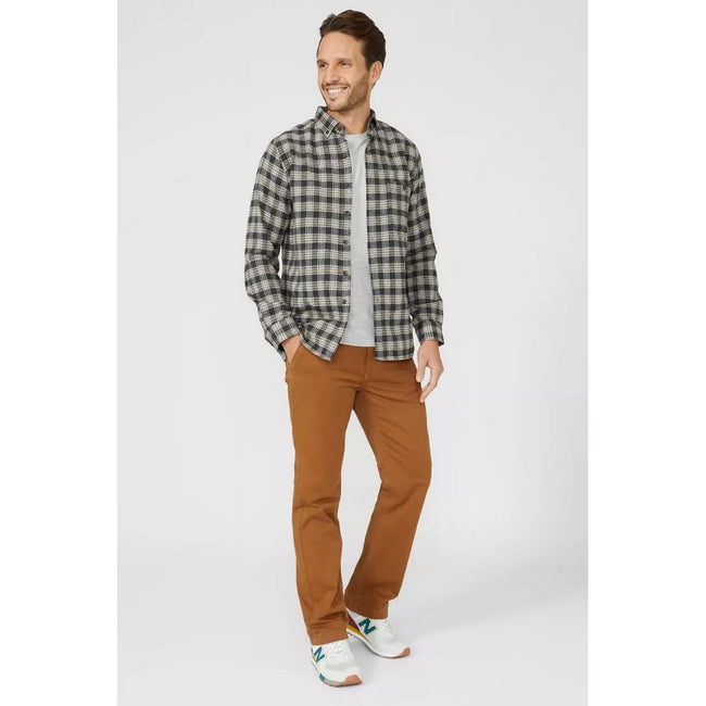 Natural - Pack Shot - Mantaray Mens Checked Brushed Shirt