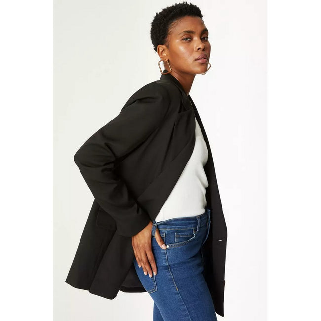 Black - Side - Principles Womens-Ladies Longline Double-Breasted Tailored Blazer