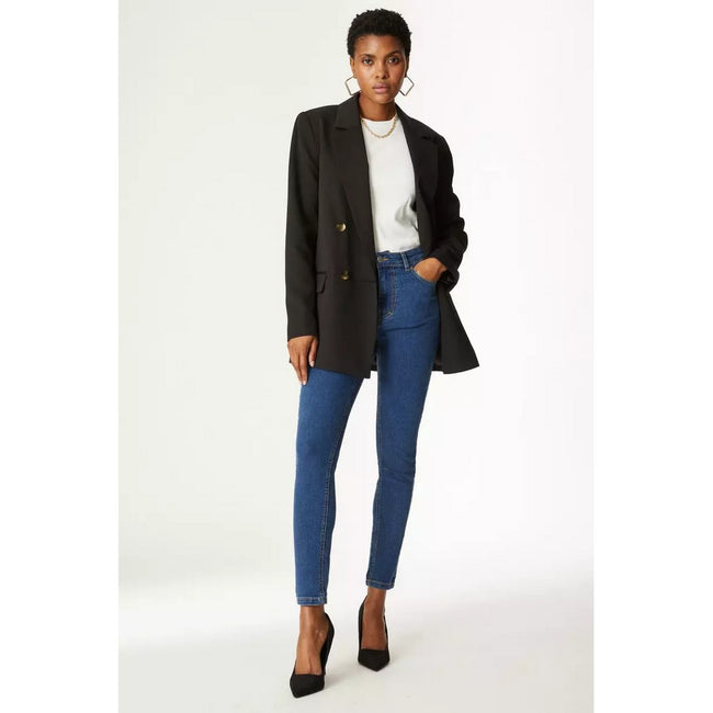 Black - Lifestyle - Principles Womens-Ladies Longline Double-Breasted Tailored Blazer