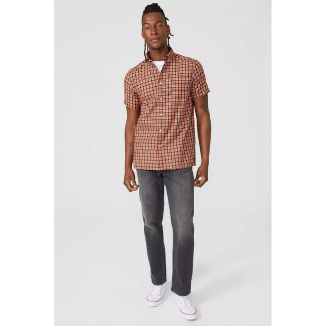 Orange - Close up - Mantaray Mens Mini Check Shirt
