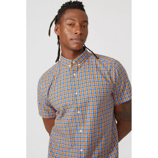 Bright Blue - Side - Mantaray Mens Mini Check Shirt