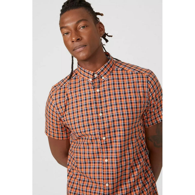 Orange - Side - Mantaray Mens Mini Check Shirt