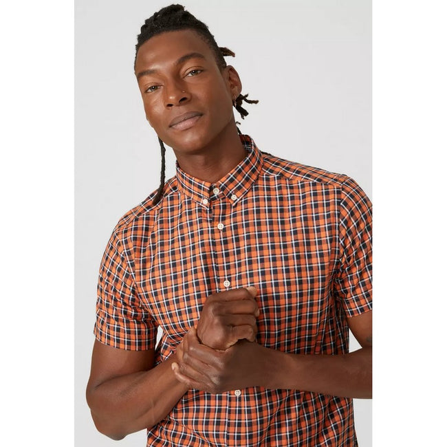 Orange - Lifestyle - Mantaray Mens Mini Check Shirt