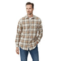 Taupe - Front - Mantaray Mens Checked Long-Sleeved Shirt