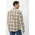 Taupe - Back - Mantaray Mens Checked Long-Sleeved Shirt