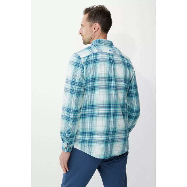 Aqua Blue - Back - Mantaray Mens Checked Long-Sleeved Shirt