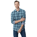 Blue - Front - Mantaray Mens Checked Long-Sleeved Shirt