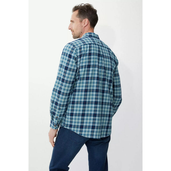 Blue - Back - Mantaray Mens Checked Long-Sleeved Shirt