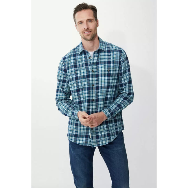 Blue - Lifestyle - Mantaray Mens Checked Long-Sleeved Shirt