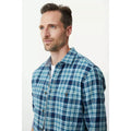 Blue - Pack Shot - Mantaray Mens Checked Long-Sleeved Shirt