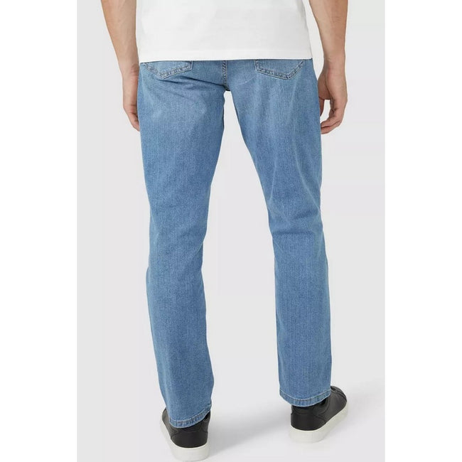 Light Blue - Back - Maine Mens Washed Straight Jeans