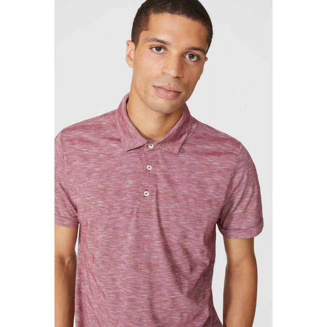 Dark Red - Side - Maine Mens Self Striped Polo Shirt