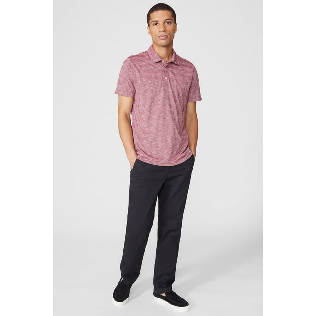 Dark Red - Lifestyle - Maine Mens Self Striped Polo Shirt
